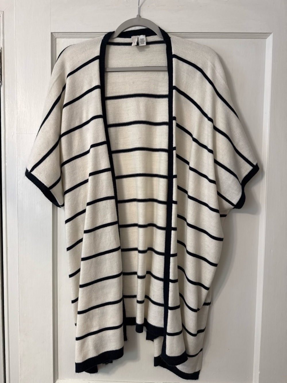Striped Cream and Navy Knit Cardigan
